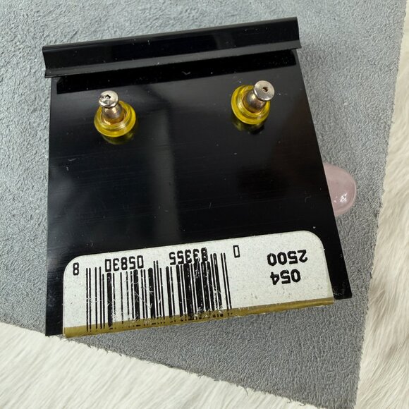 Vintage Deadstock Napier Rose Quartz & Faux Pearl Gold Tone Pierced Earrings - Picture 4 of 4